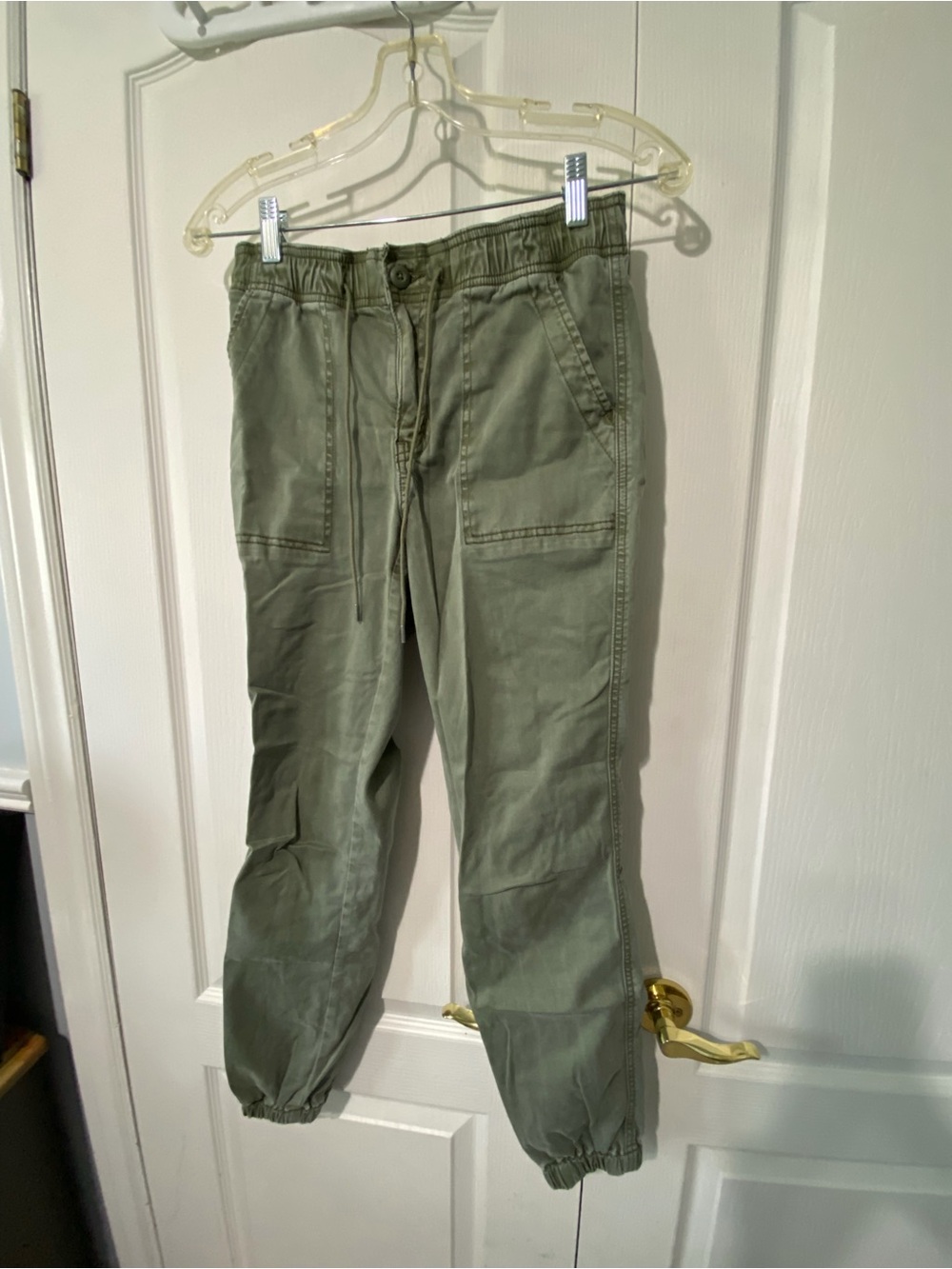 Women’s Olive Drawstring Cargo Jogger Pants